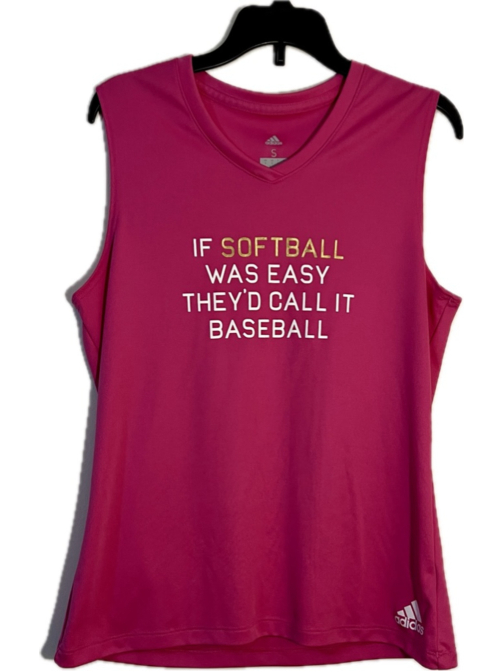 Adidas Softball Sleeveless Shirt Women's Small Pink AEROREADY Graphic (b2)